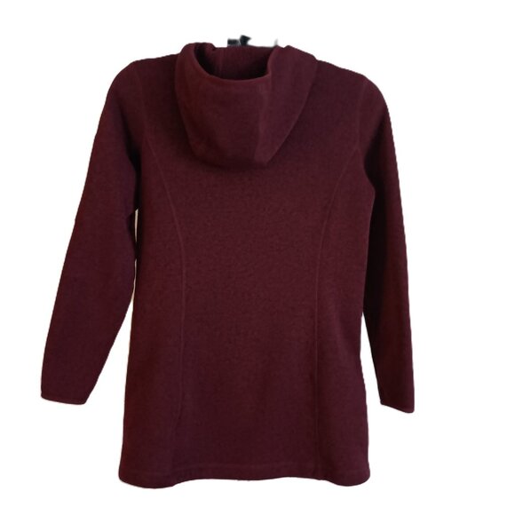 L.L. Bean Fleece Full Zip Hoodie Jacket Maroon Black Item 503354 Women’s XS EUC - Picture 3 of 16